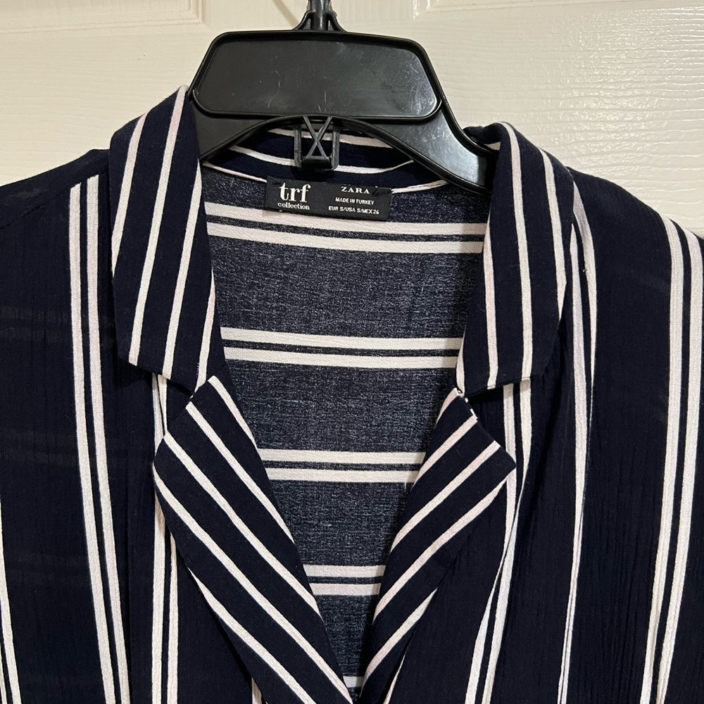 Zara Stripped Blue Blouse - Picture 2 of 5